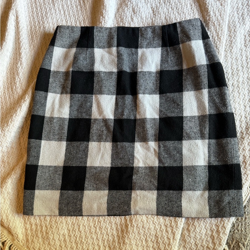 Boston Proper Black and White Checkered Pencil Skirt